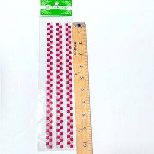 Adhesive Red and Silver Rhinestone Strips stickers brand new